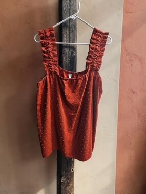 Pretty Girl Ruffled Strap Rust Tank Top for Women